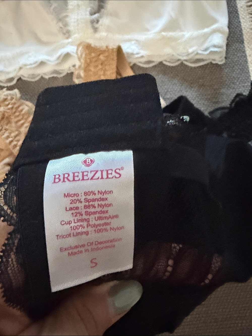 Breezies soft support Lace Trim Bralette Top - White, Nude, Black small - Picture 7 of 13